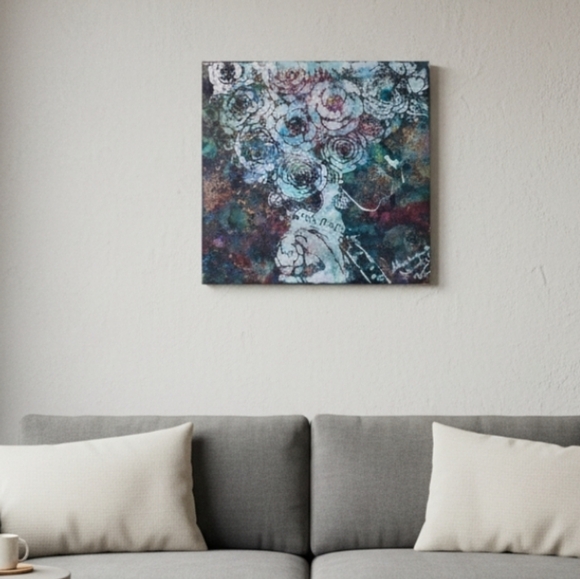 Handmade Other - HANDCRAFTED Abstract Painting HANDPAINTED Artwork HANDMADE Wall Art Decor 8"x8"